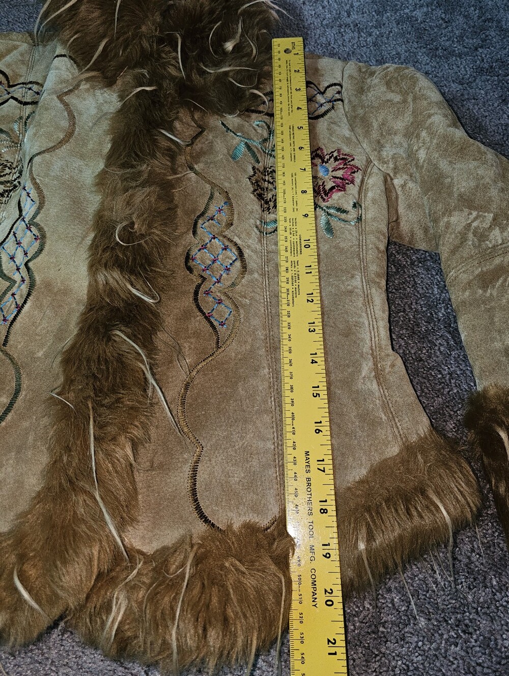 Y2K XOXO Heavily Embroidered Genuine Suede Leather Jacket Penny Lane Style Sz L - Picture 10 of 15